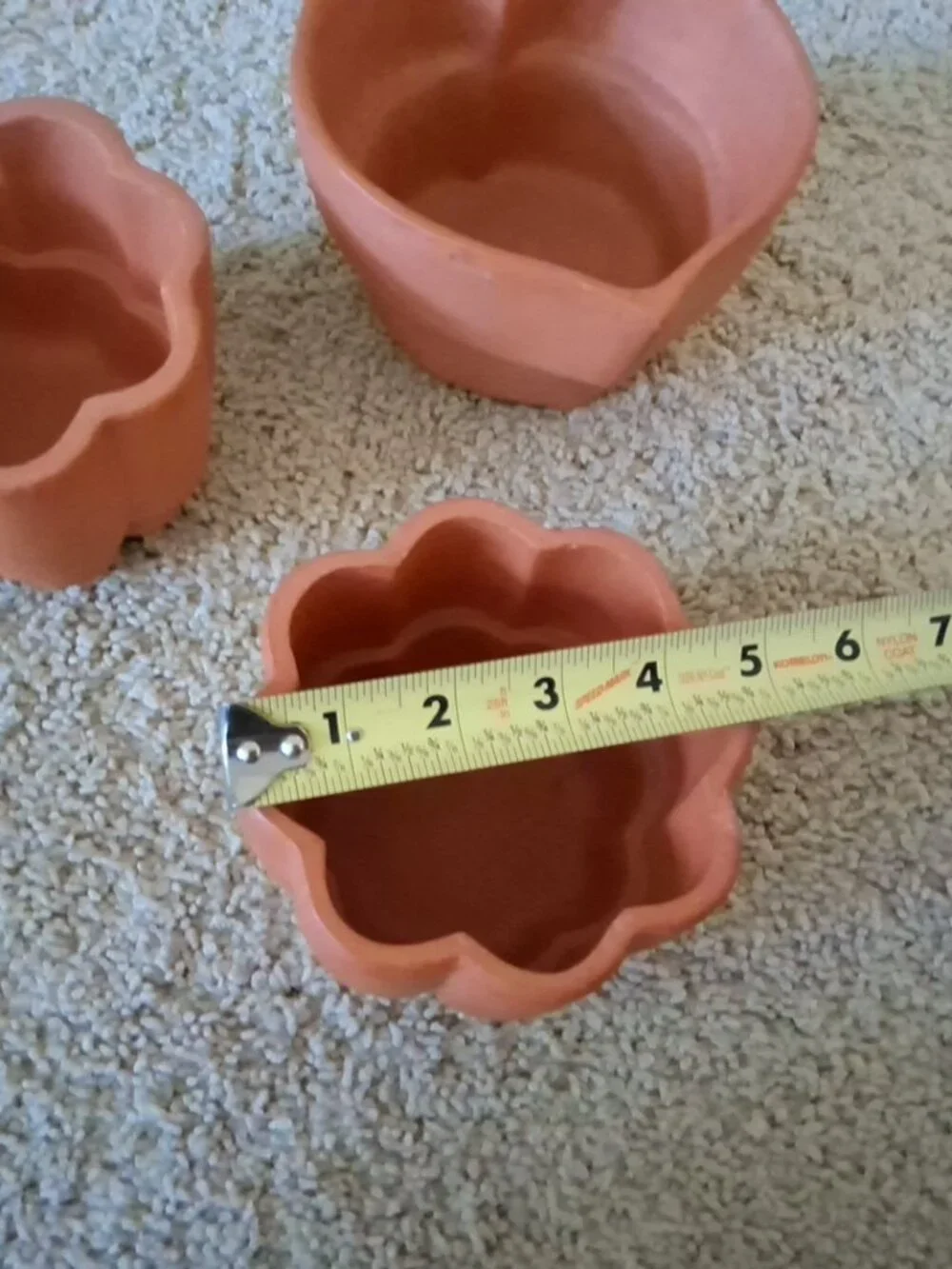 3 Vntg Bennington Terracotta: 1 Heart & 2 Flower Bread Pan Early Amrcn Stoneware